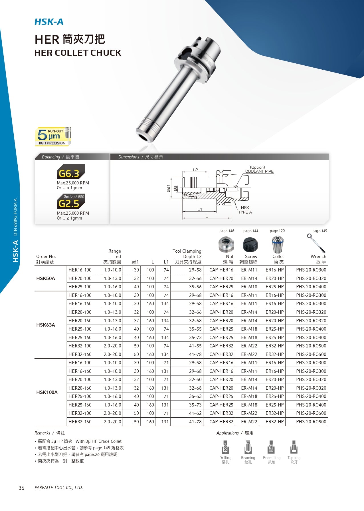 HSK50A HER Collet Chuck-HER25