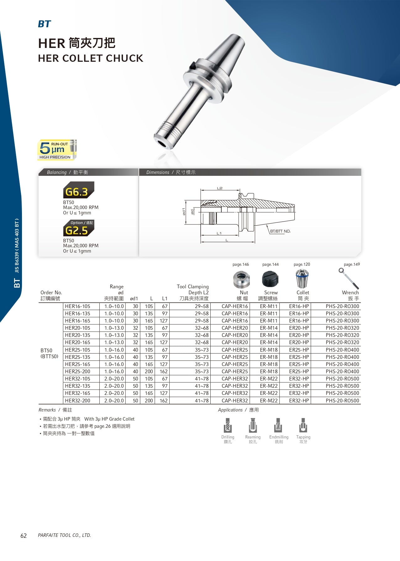 BTT50 HER Collet Chuck-HER32